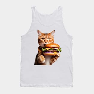 Fast Food lover Foodie Hamburger Hungry Funny Cat Tank Top